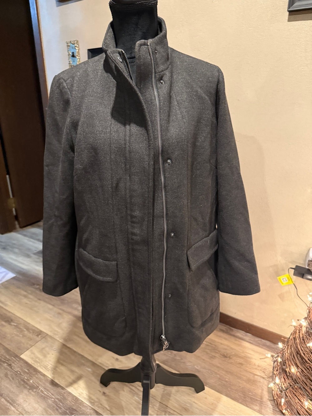 J. Jill Charcoal Gray Wool Blend Pea Coat